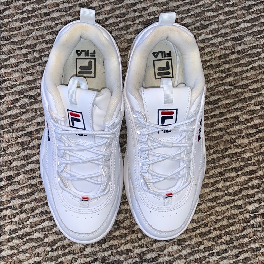 white filas sneakers